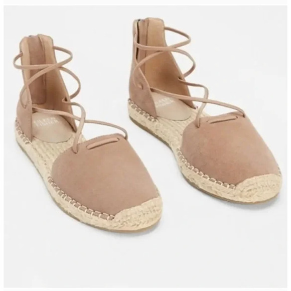 NWOT Eileen Fisher D’Orsay Lee Espadrille Flat Sandals 6.5 Tan Latte Leather - Picture 1 of 8